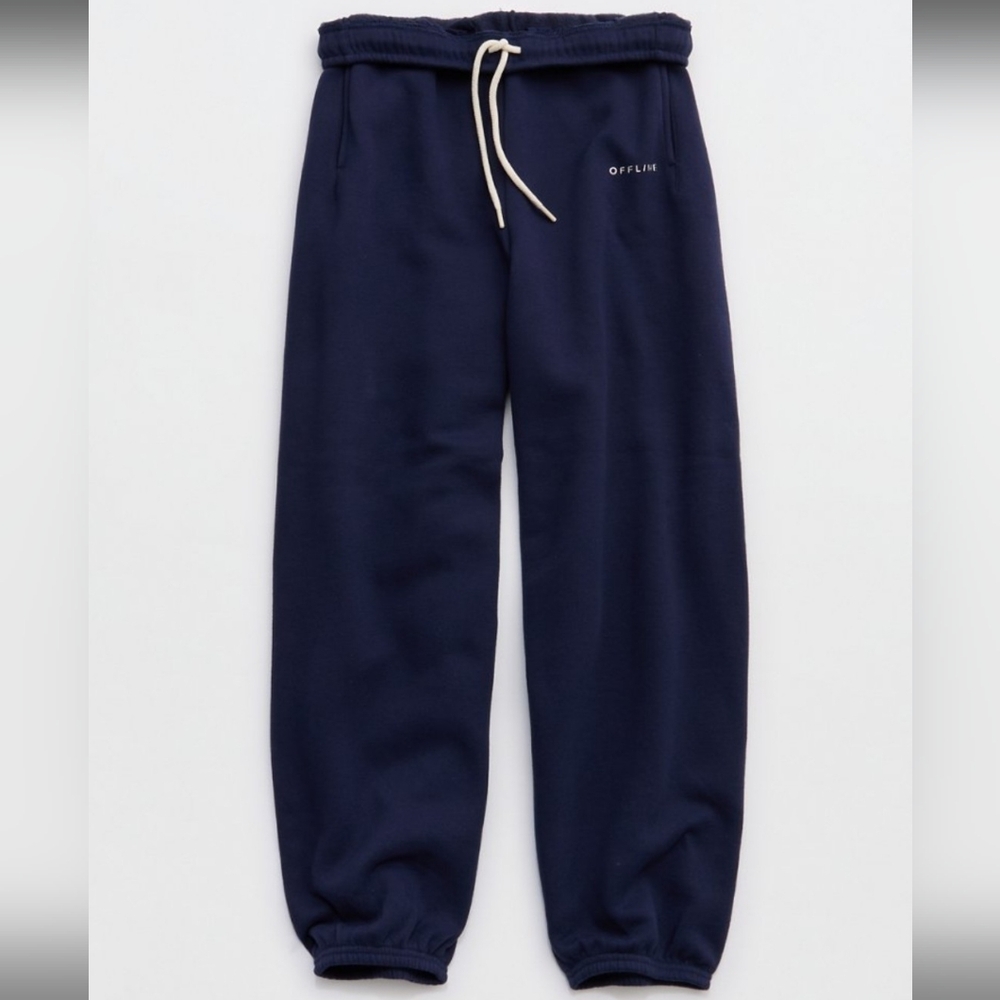 aerie Navy Blue "OFFLINE" Drawstring Joggers
